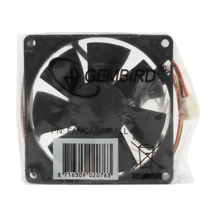 Вентилятор Gembird FANCASE/Ball , 80х80х25мм, 3-pin