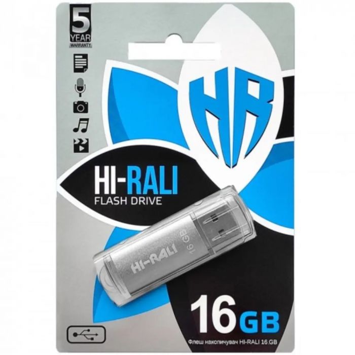 Флеш-накопичувач USB 16GB Hi-Rali Rocket Series Silver (HI-16GBVCSL)