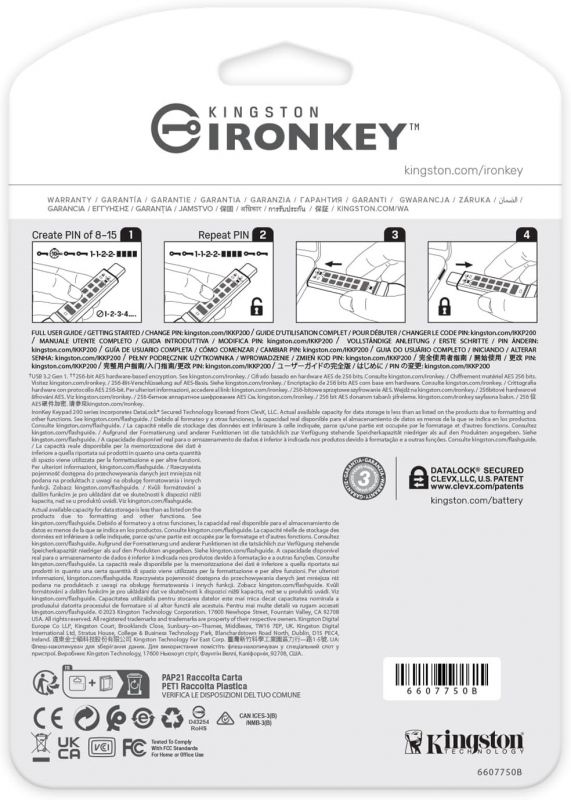 Флеш-накопичувач USB3.2 128GB Kingston IronKey Keypad 200 Type-C Blue (IKKP200C/128GB)