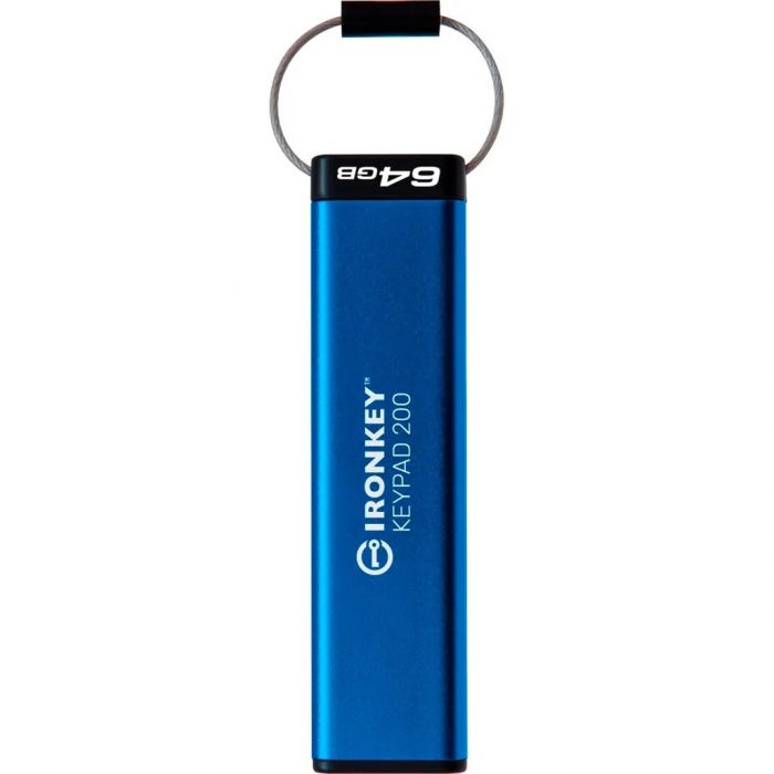 Флеш-накопичувач USB3.2 64GB Kingston IronKey Keypad 200 Type-A Blue (IKKP200/64GB)