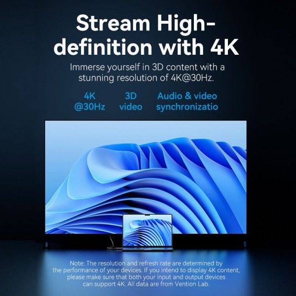 Кабель Vention DisplayPort - HDMI (M/M), 5 м, Black (HFOBJ)