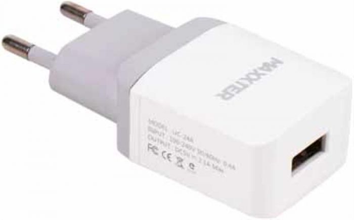 Мережевий зарядний пристрій Maxxter (1USBx2.1A) White (UC-24A)