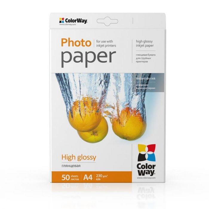 Фотопапір ColorWay глянцевий 230г/м2 A4 50 арк. (PG230050A4)