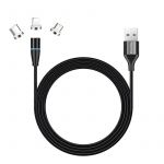 Кабель ColorWay USB - Lightning + micro USB + USB Type-C (M/M), Magnetic Data/Quick Charge, 2.4 А, 1 м, Black (CW-CBUU038-BK)