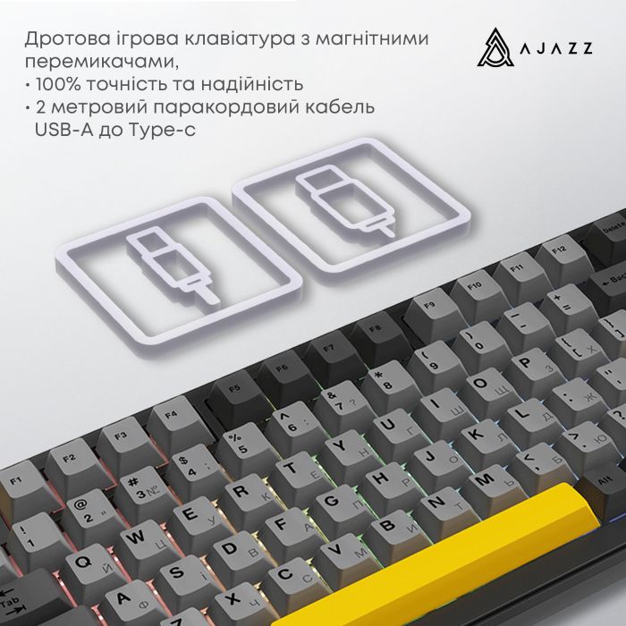 Клавіатура Ajazz AK820 Max Magnetic Switch Black (AK820MAX-WM-BGY)