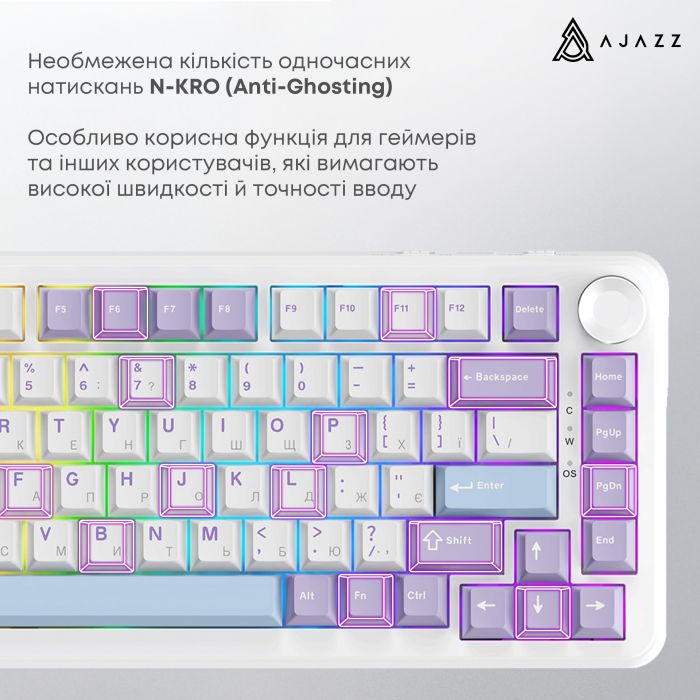 Клавіатура Ajazz AK820 Max Magnetic Switch White (AK820MAX-WM-PWB)