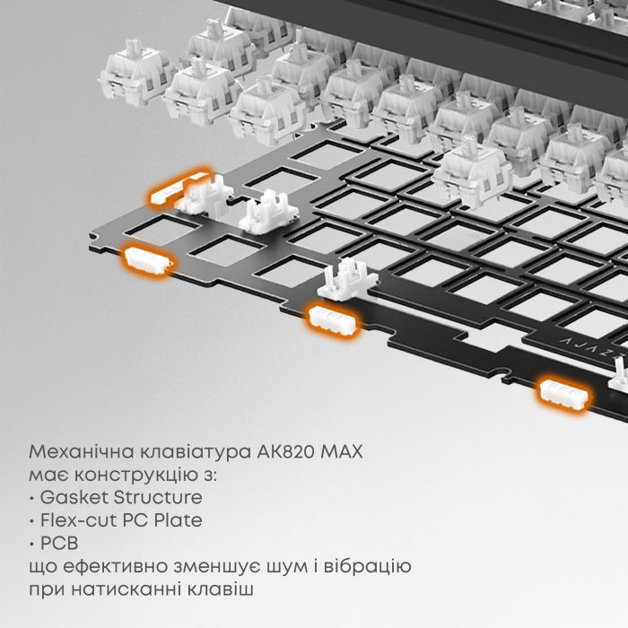 Клавіатура Ajazz AK820 Max Magnetic Switch White (AK820MAX-WM-PWB)