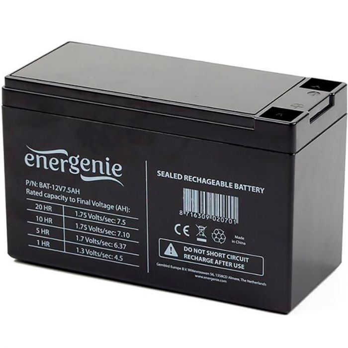 Акумуляторна батарея EnerGenie 12V 7.5AH (BAT-12V7.5AH) AGM