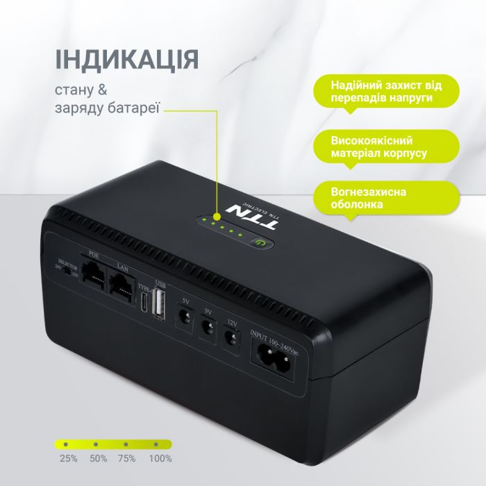 Джерело безперебійного живлення TTN DCL-36W 36W PoE