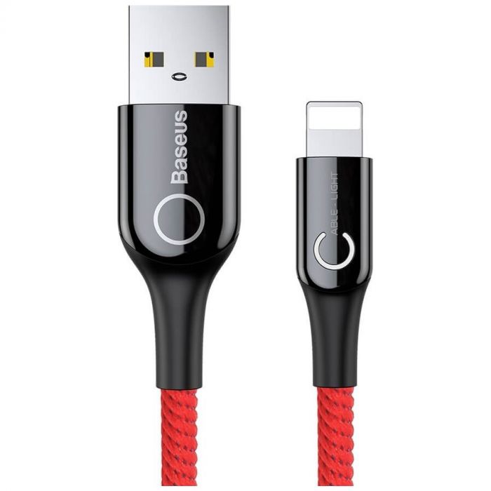 Кабель Baseus C-shaped Light Intelligent Power-Off USB - Lightning (M/M), 2.4A, 1 м Red (CALCD-09)