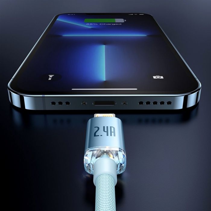 Кабель Baseus Crystal Shine USB - Lightning, 2.4A, 2м Sky Blue (CAJY001203)
