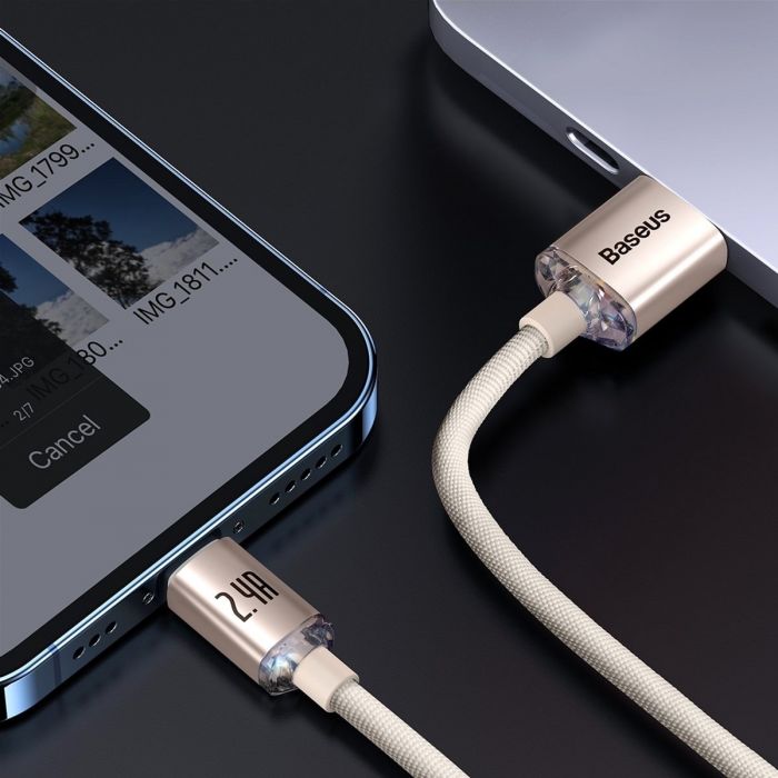 Кабель Baseus Crystal Shine USB - Lightning (M/M), 2.4A, 2 м Pink (CAJY001204)
