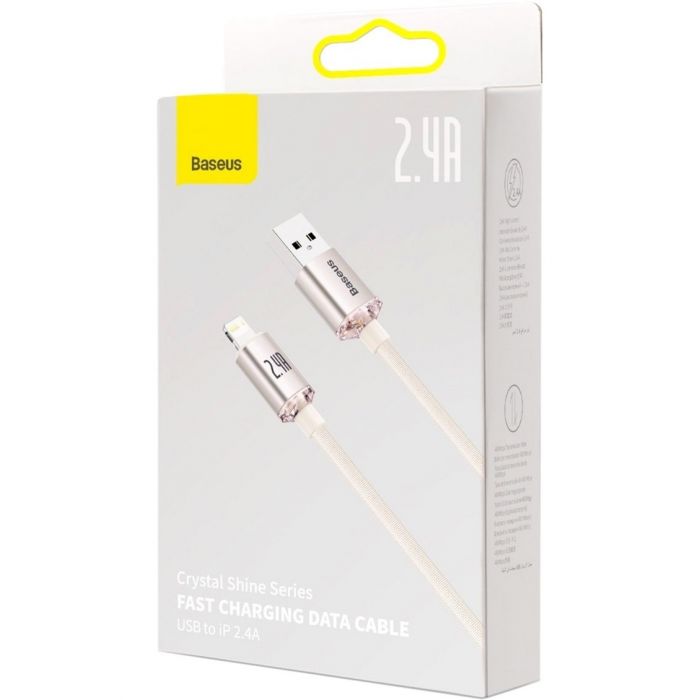 Кабель Baseus Crystal Shine USB - Lightning (M/M), 2.4A, 2 м Pink (CAJY001204)