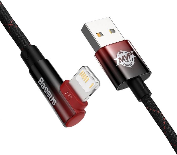 Кабель Baseus MVP 2 USB - Lightning (M/M), 2.4A, 1 м Black/Red (CAVP000020)