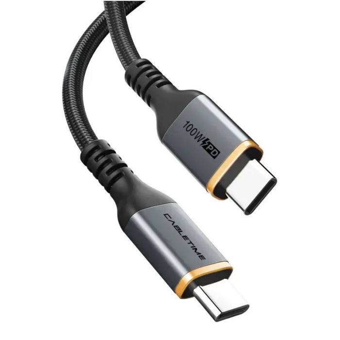 Кабель Cabletime USB Type-C - USB Type-C (M/M) PD 100W, 1 м, Black (CU03L)