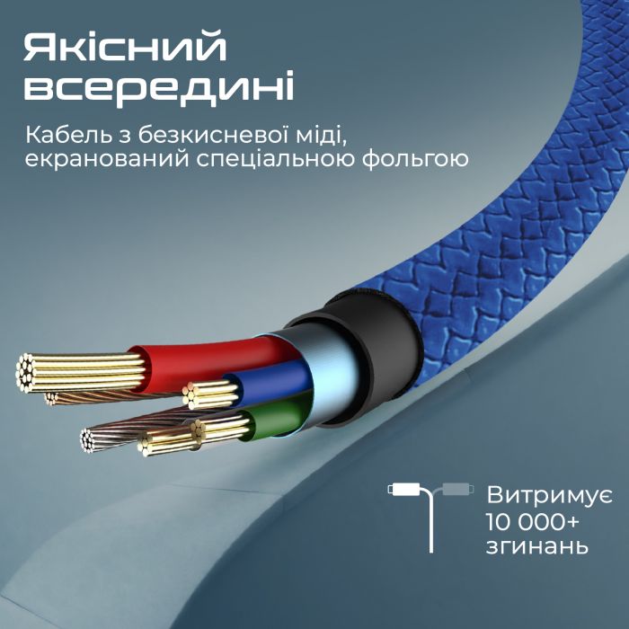 Кабель Promate xCord-Ai USB - Lightning (M/M), 2 A, 1 м, Navy