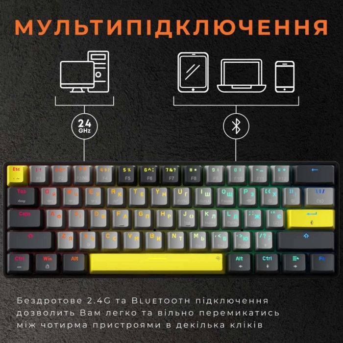 Клавіатура бездротова GamePro MK130G Pro Outemu Red Switch Hot-Swap RGB Black 