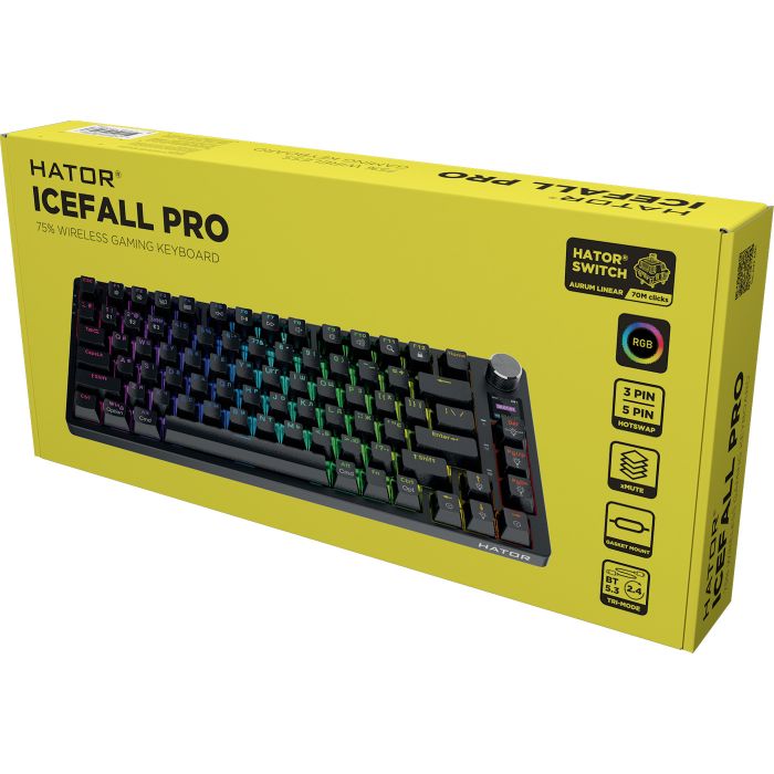 Клавіатура бездротова Hator Icefall PRO Wireless, TFT display Black (HTK450UA)
