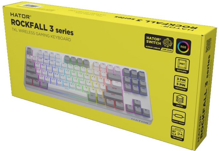 Клавіатура Hator Rockfall 3 Mecha TKL Wireless Orange White (HTK851UA)