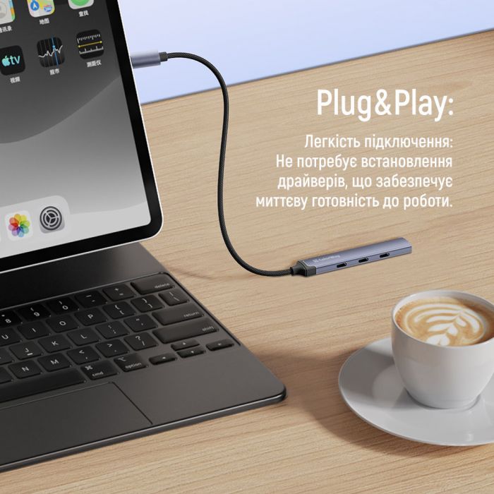 Концентратор СolorWay USB-C 4-в-1 USB-C2.0х3/USB3.0 (CW-HUB07)
