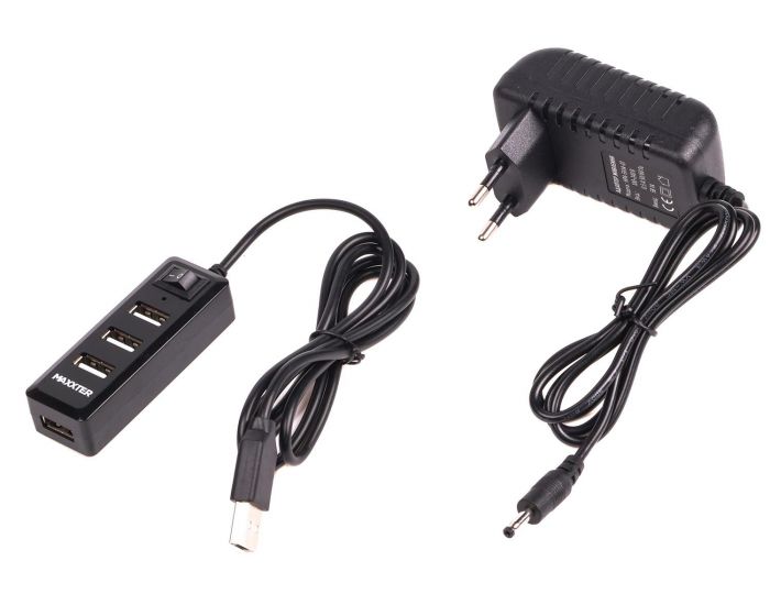 Концентратор USB 2.0 Maxxter 4хUSB2.0 Black (HU2A-4P-AC-03)