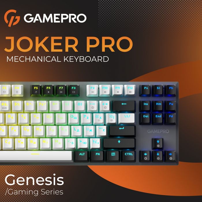 Клавіатура бездротова GamePro Genesis Joker Pro MK124G Pro Gray