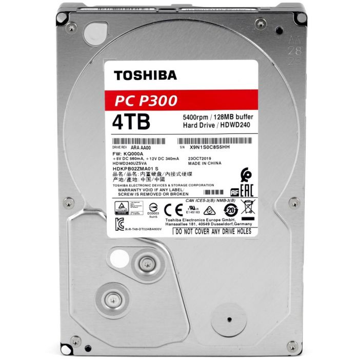 Накопичувач HDD SATA 4.0TB Toshiba P300 5400rpm 128MB (HDWD240UZSVA)