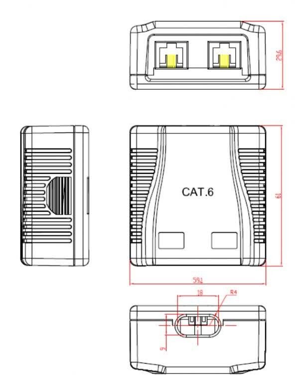 Розетка Cablexpert (NCAC-2U6-01) 2хRJ-45, Cat6, зовнішня, біла
