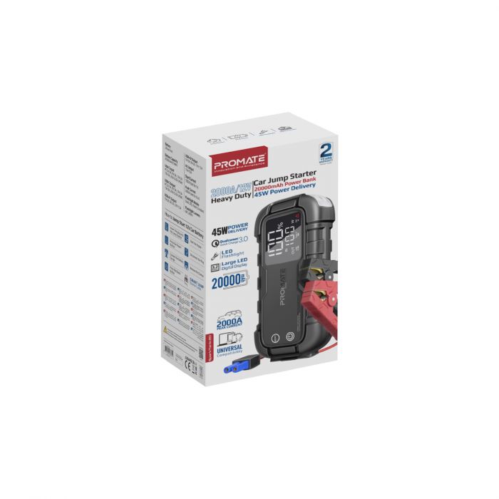 Пускозарядний пристрій Promate SparkTank-20 20000mAh 1000A/2000A Jump Starter Black