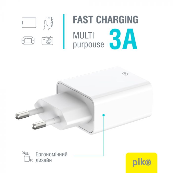Мережевий зарядний пристрій Piko TC-PD332 (1USB-Cx3A, 1USBx3A) 33W White (1283126597794)