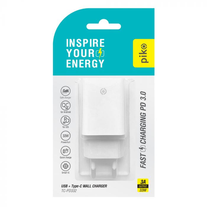 Мережевий зарядний пристрій Piko TC-PD332 (1USB-Cx3A, 1USBx3A) 33W White (1283126597794)