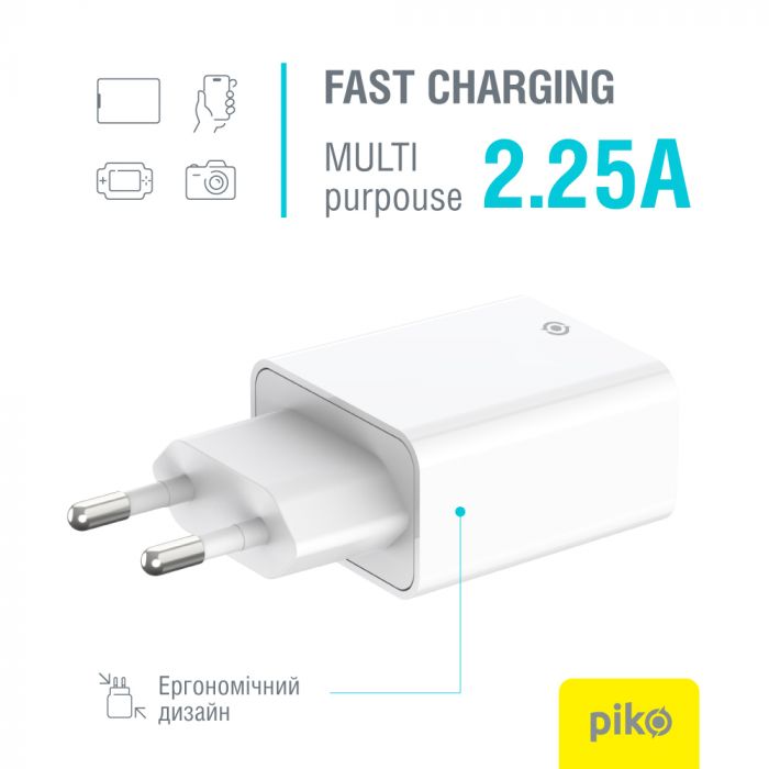 Мережевий зарядний пристрій Piko TC-PD452 (1USB-Cx3A, 1USBx3A) 45W White (1283126597787)