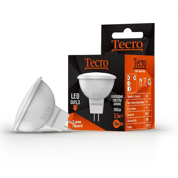 Лампа світлодіодна Tecro 3.5W GU5.3 4000K (T-MR16-3,5W-4K-GU5,3)