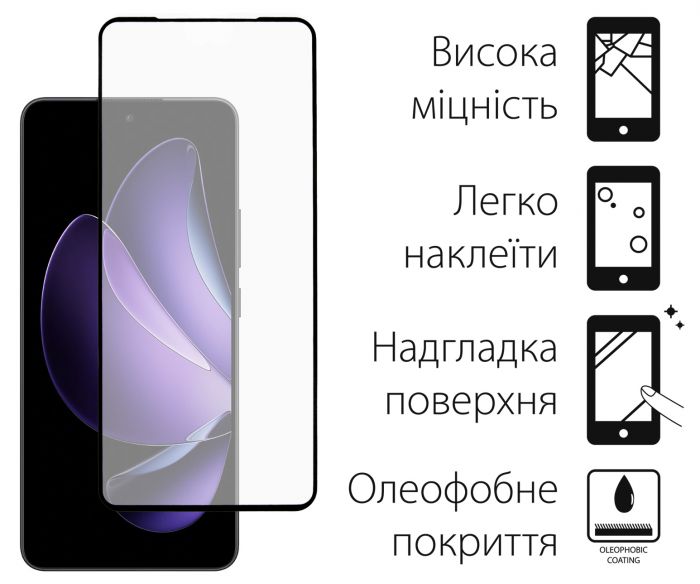 Захисне скло Dengos для Oppo Reno13 F 4G Black Full Glue (TGFG-395) 