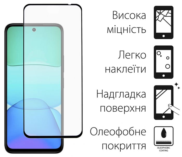 Захисне скло Dengos для Xiaomi Redmi 13x 4G Black Full Glue (TGFG-425)