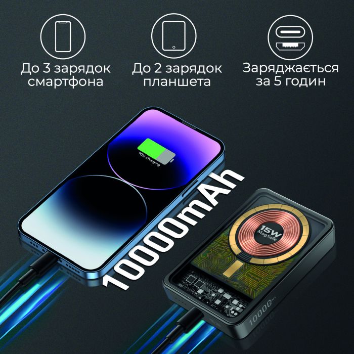 Універсальна мобільна батарея Promate LucidPack-10 10000mAh 20W Black