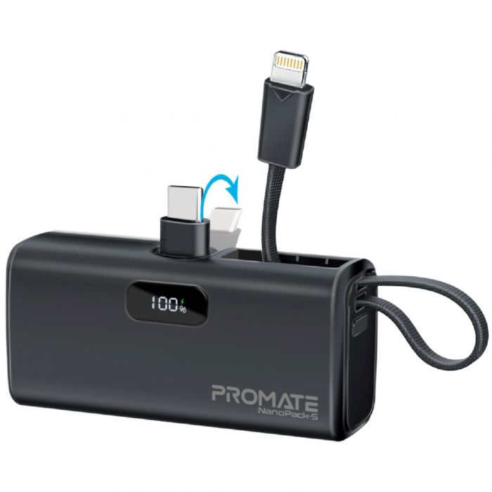 Універсальна мобільна батарея Promate Nanopack-5 5000mAh 20W Black