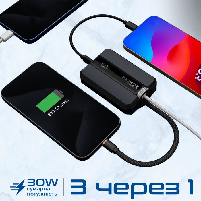 Універсальна мобільна батарея Promate Neo-10Uni 10000mAh 30W Black