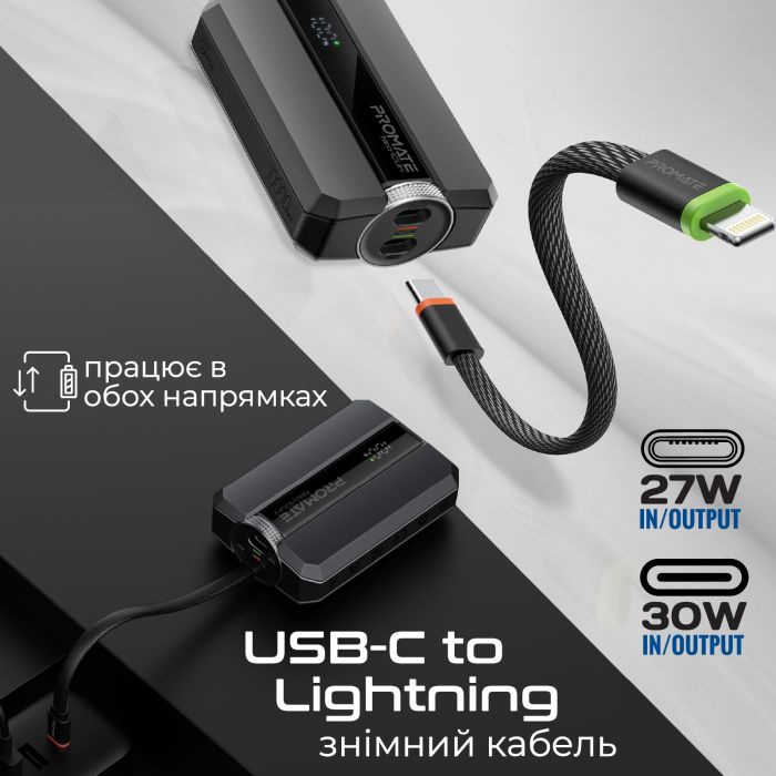 Універсальна мобільна батарея Promate Neo-10Uni 10000mAh 30W Black