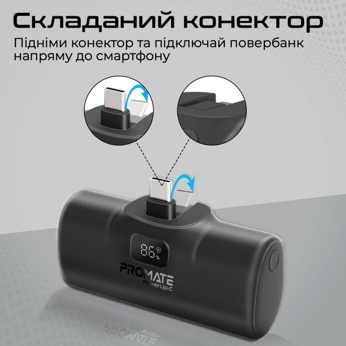 Універсальна мобільна батарея Promate PowerUp-c 5000mAh 20W Black