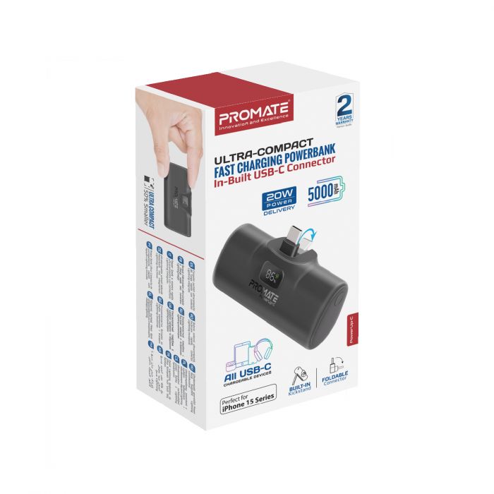 Універсальна мобільна батарея Promate PowerUp-c 5000mAh 20W Black