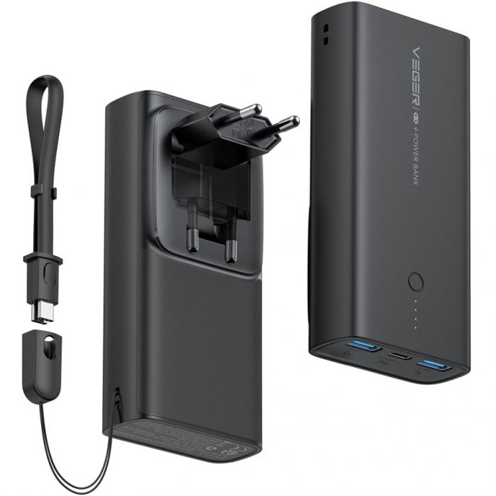Універсальна мобільна батарея Veger ACE100 10000mAh Black (W1146) (1283126559143)