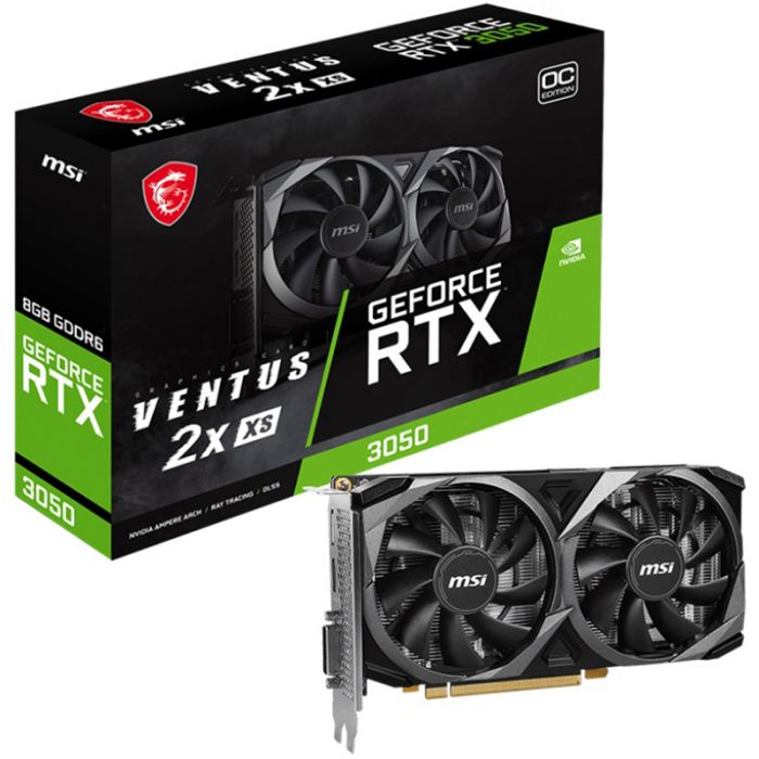 Відеокарта GF RTX 3050 8GB GDDR6 Ventus 2X XS OC MSI (GeForce RTX 3050 VENTUS 2X XS 8G OC)