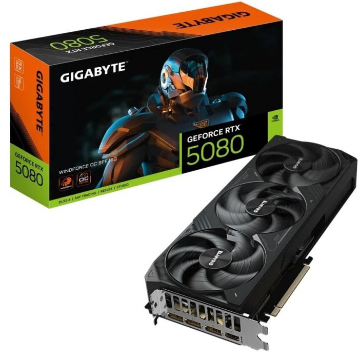 Відеокарта GF RTX 5080 16GB GDDR7 Windforce OC Gigabyte (GV-N5080WF3OC-16GD)