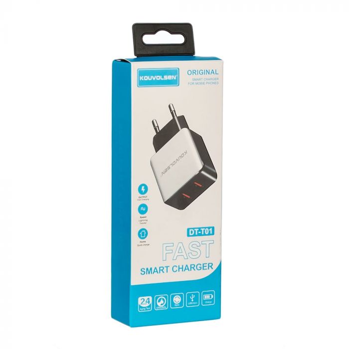 Зарядний пристрій Atcom DT-T01 (2USB, 2.4А) White (20101)
