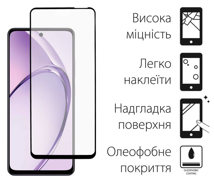 Захисне скло Dengos для Oppo A3/A3X Black Full Glue (DG-TG2P-59) 2шт
