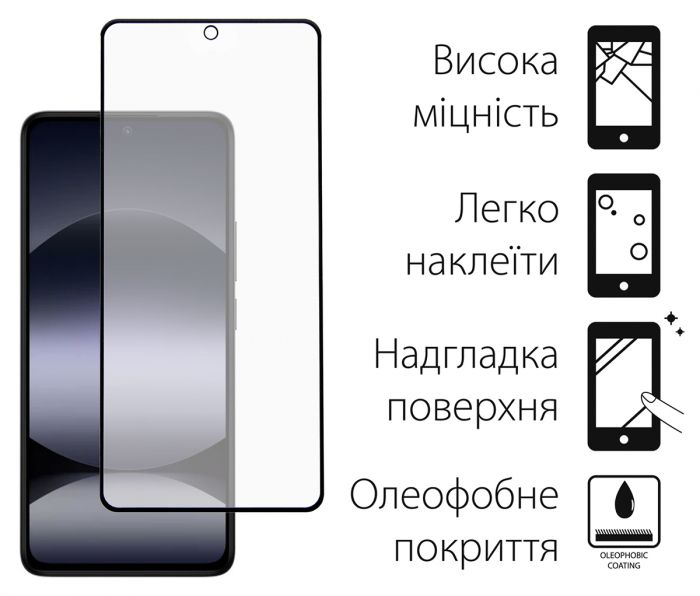 Захисне скло Dengos для Xiaomi Redmi Note 14 Black Full Glue (DG-TG2P-63) 2шт