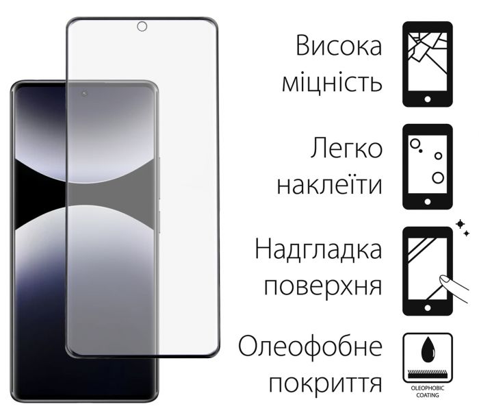 Захисне скло Dengos для Xiaomi Redmi Note 14 Pro Black Full Glue (TGFG-382)